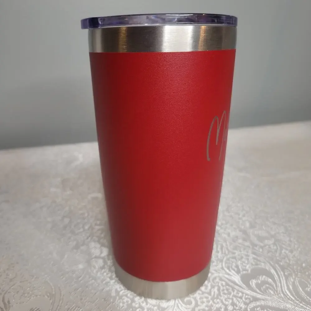 Personalized Melissa tumbler dark red stainless steel travel mug double walled‎